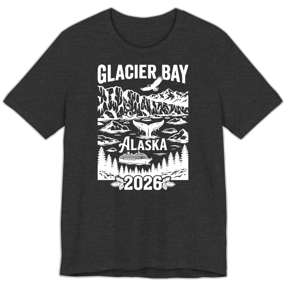 Glacier Bay Alaska Cruise 2026 Premium T-Shirt in Dark Grey Heather