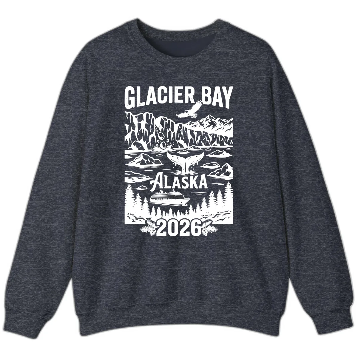 Glacier Bay Alaska Cruise 2026 Sweatshirt in Heather Sport Dark Navy