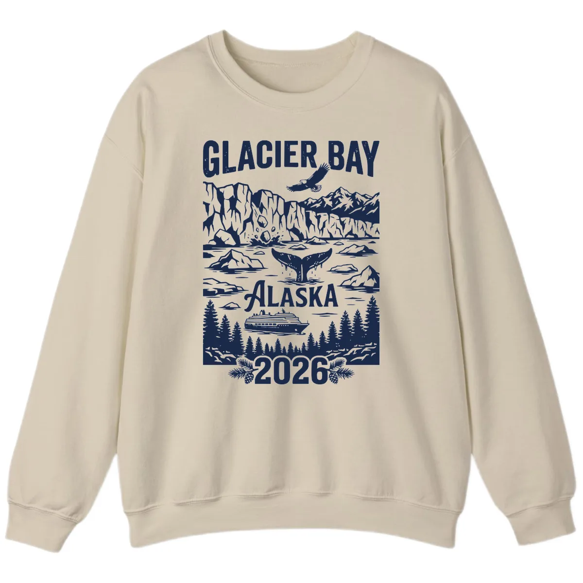 Glacier Bay Alaska Cruise 2026 Sweatshirt in Sand