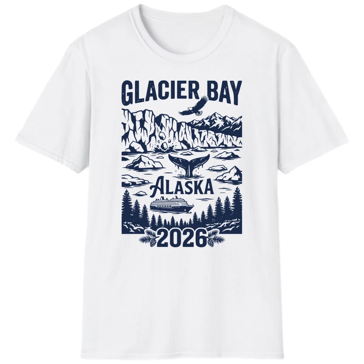 Glacier Bay Alaska Cruise 2026 T-Shirt in White