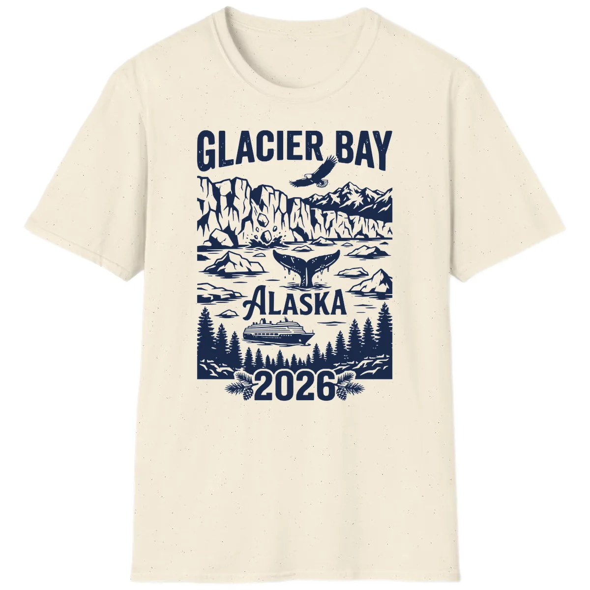 Glacier Bay Alaska Cruise 2026 T-Shirt in Natural