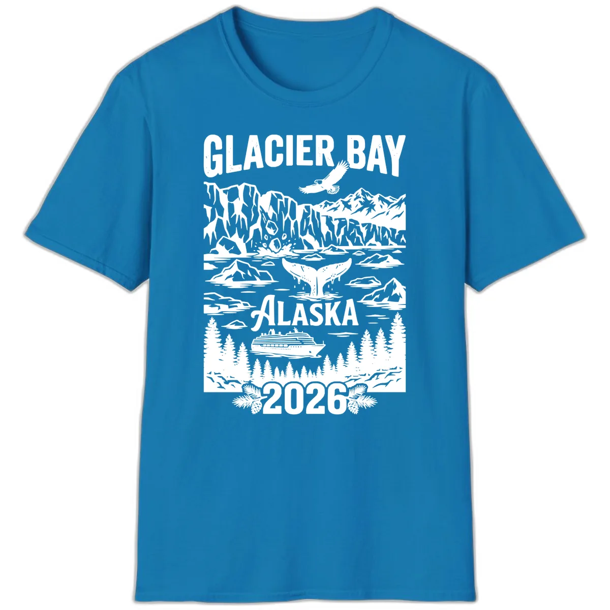 Glacier Bay Alaska Cruise 2026 T-Shirt in Sapphire