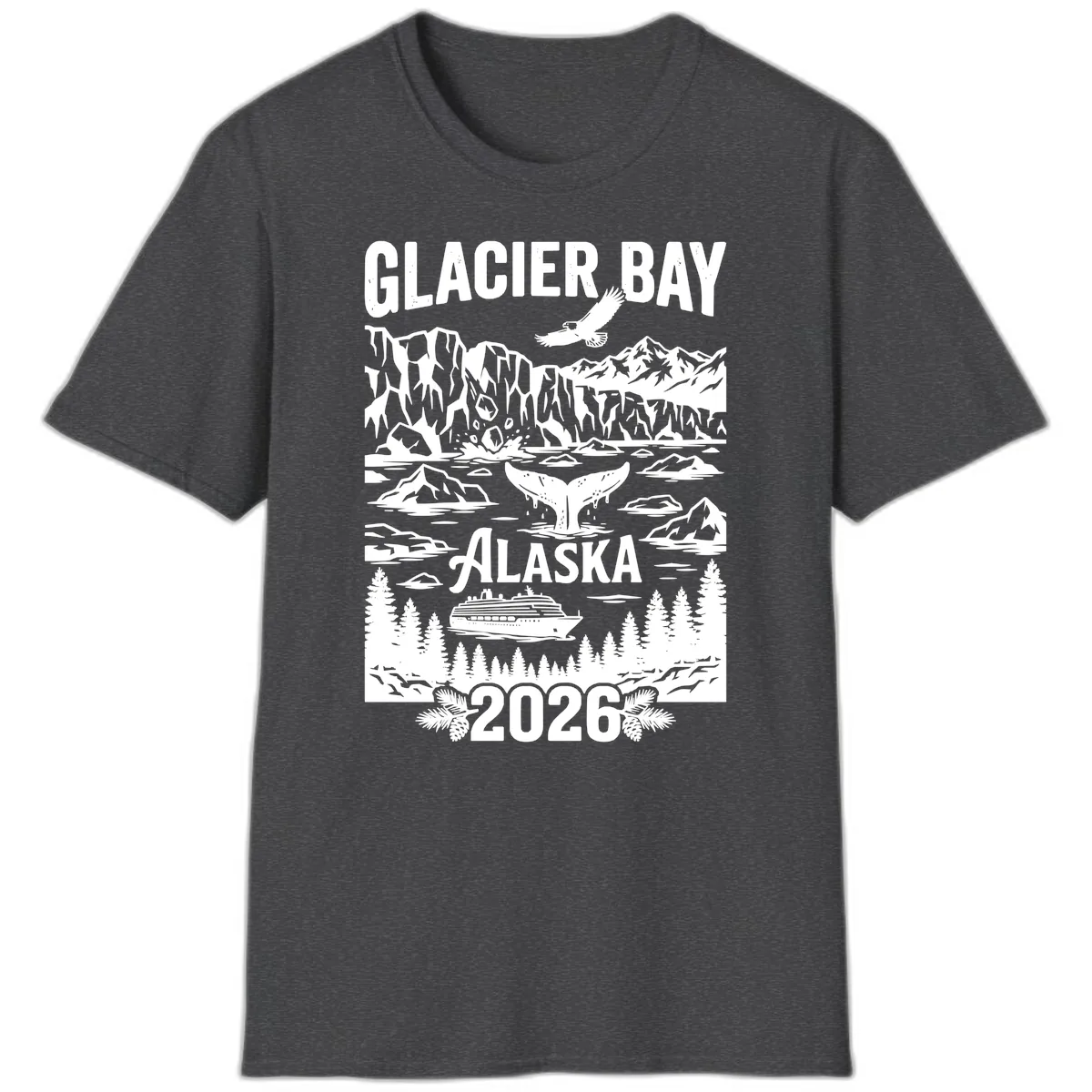 Glacier Bay Alaska Cruise 2026 T-Shirt in Dark Heather