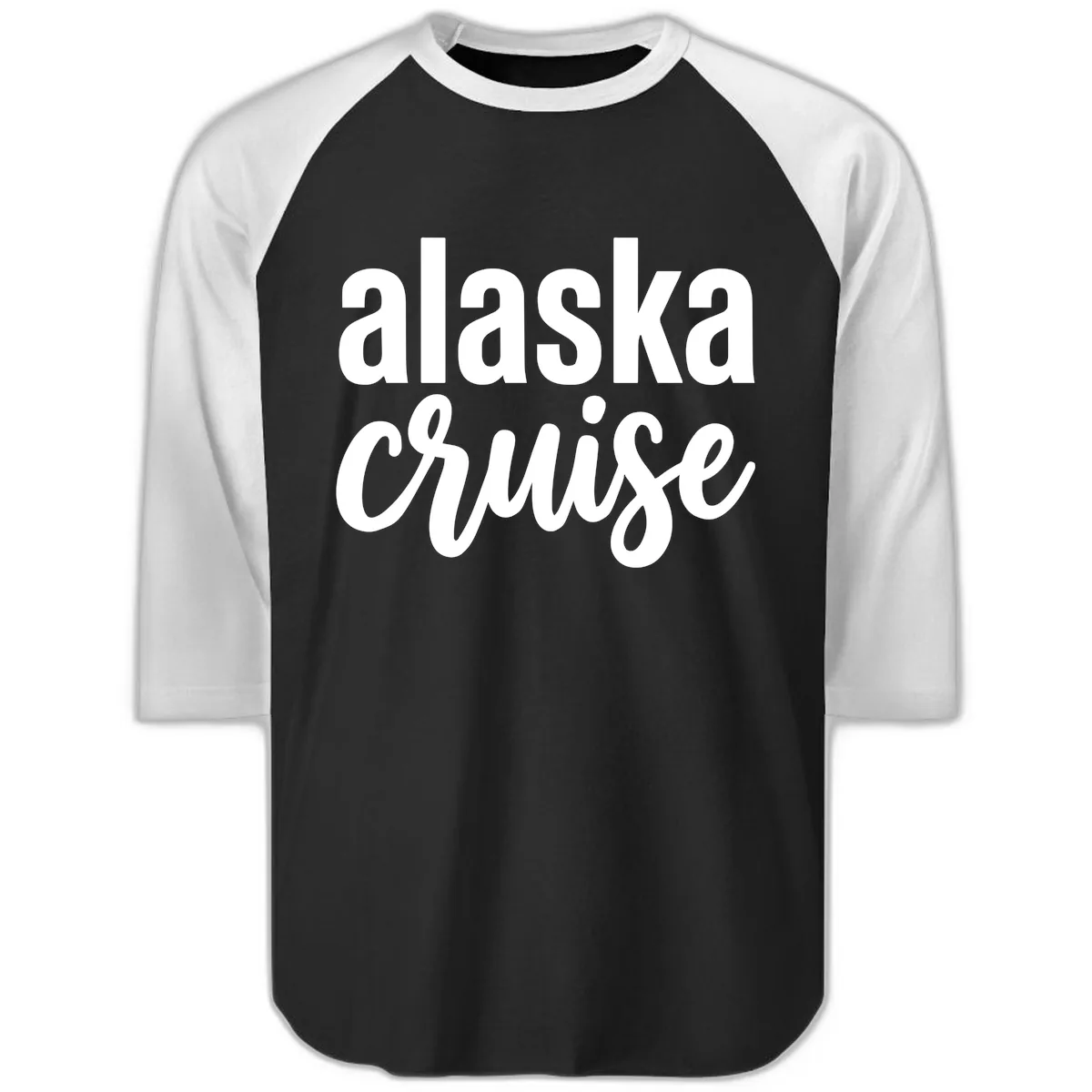 Alaska Cruise Adventure Raglan 3/4 in Black White