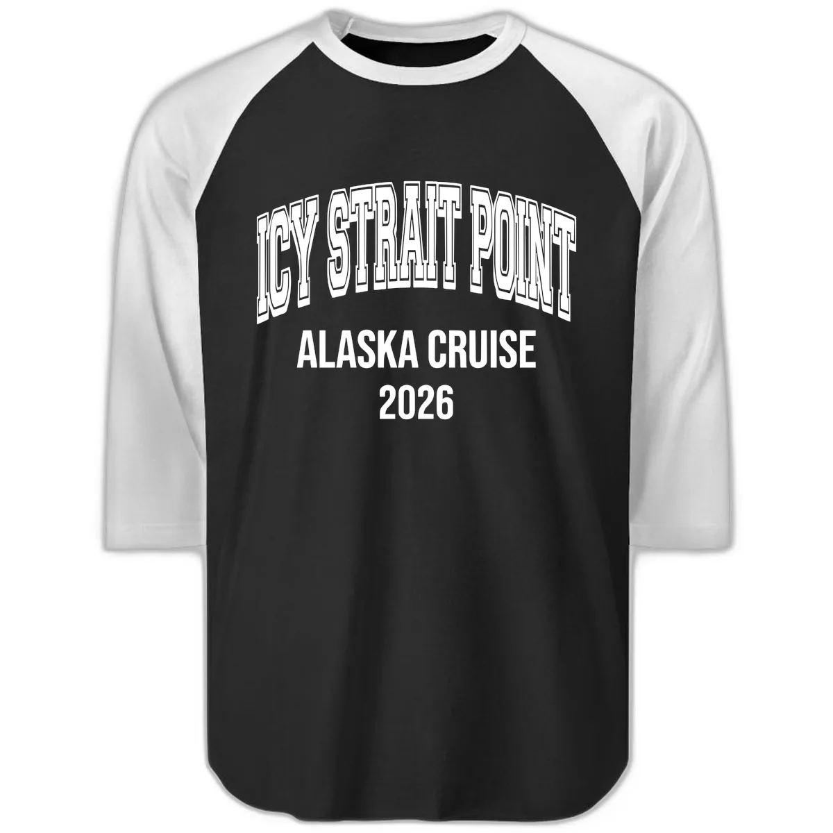 Dry Strait Point Alaska Cruise 2026 Raglan 3/4 in Black White
