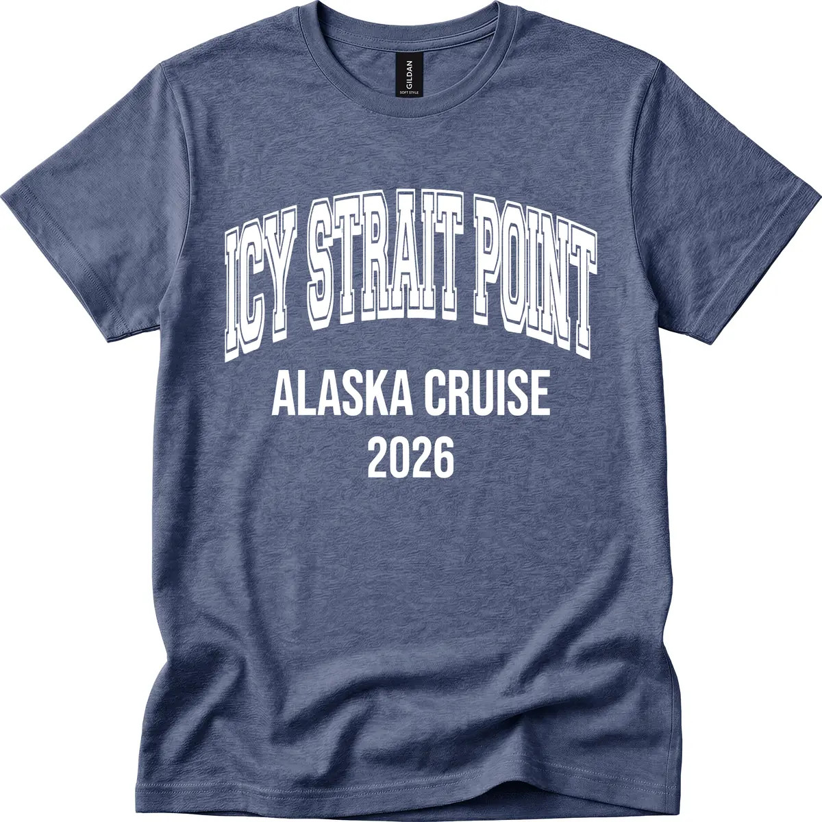 Dry Strait Point Alaska Cruise 2026 T-Shirt in Heather Navy