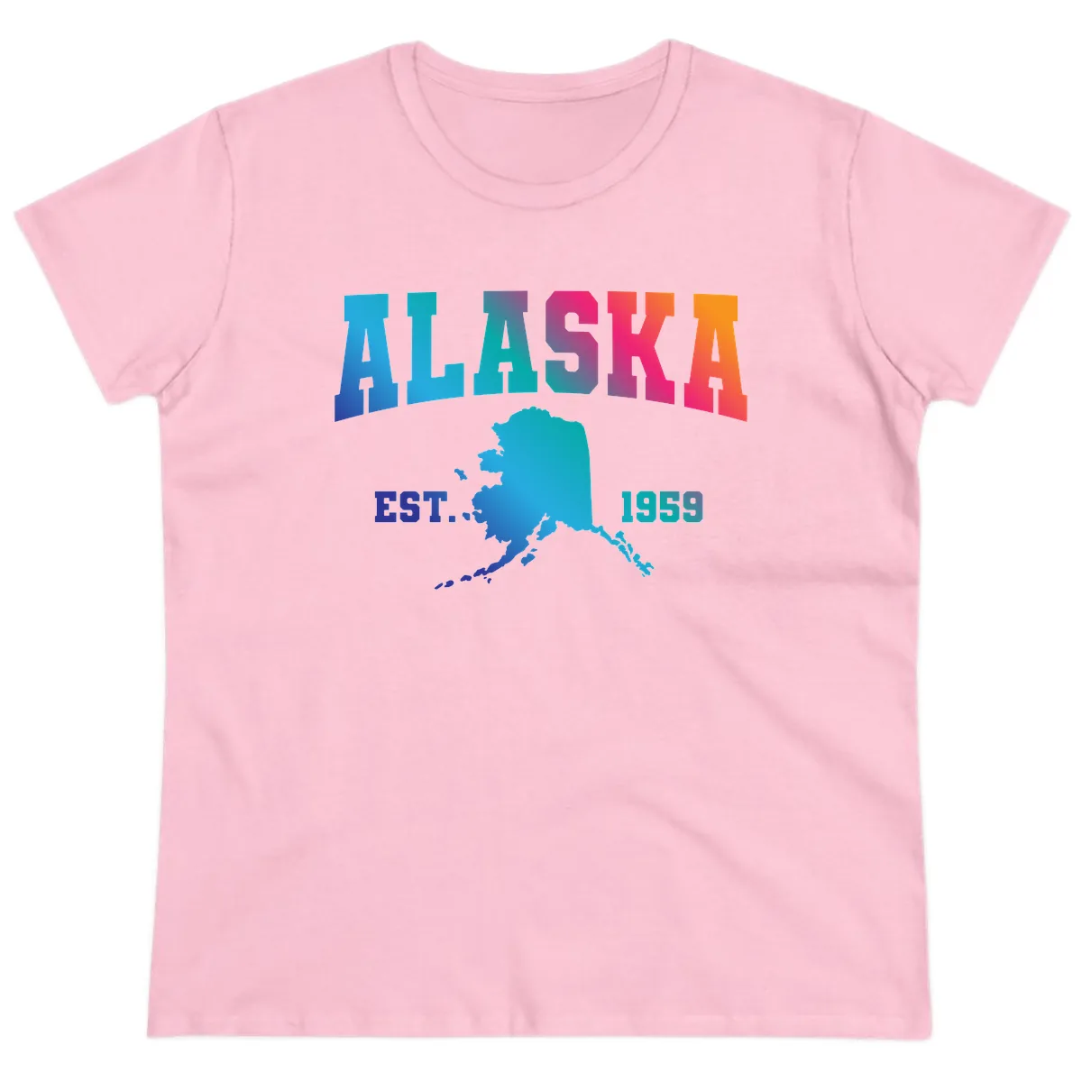 Alaska Est. 1959 State Pride Ladies Tee in Light Pink