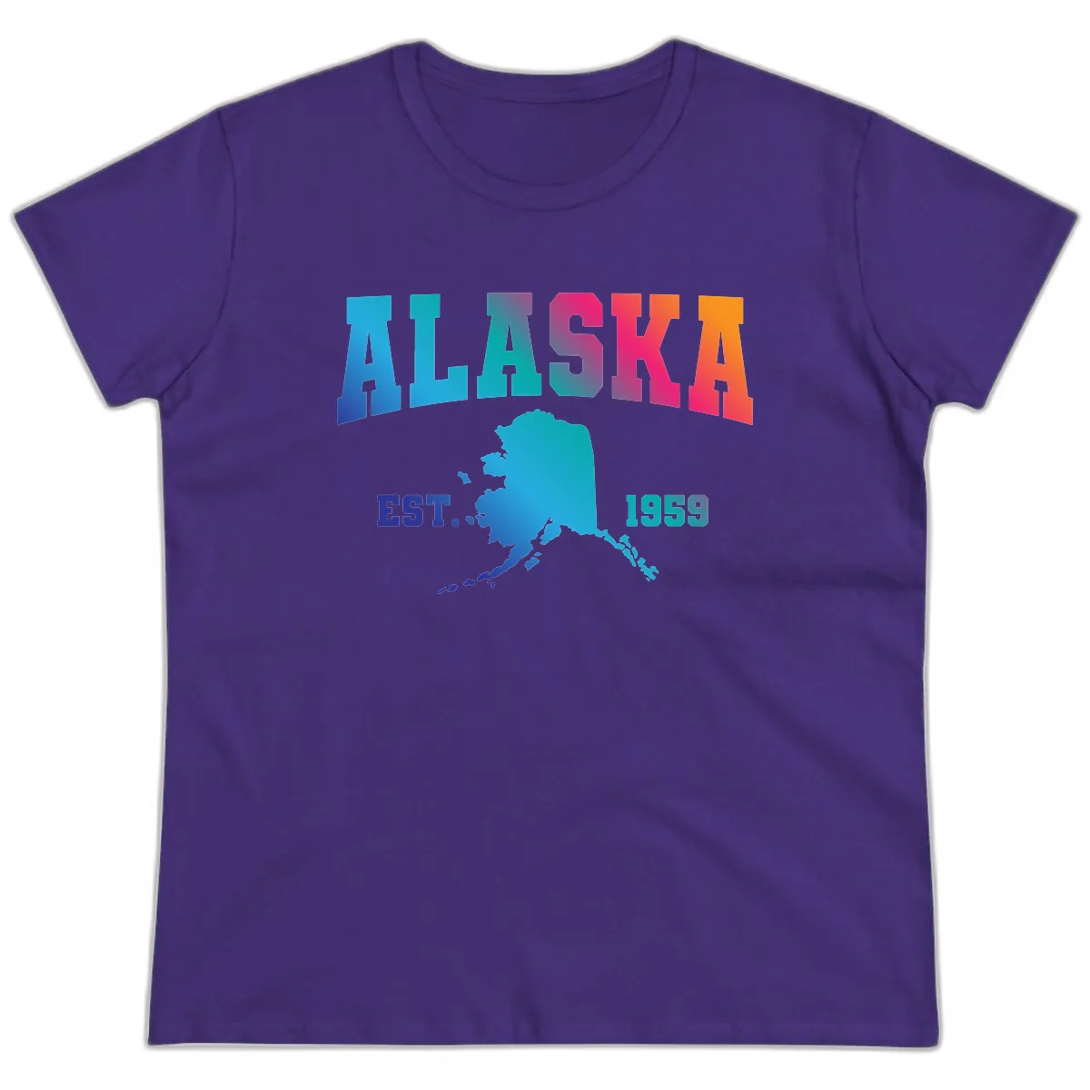 Alaska Est. 1959 State Pride Ladies Tee in Purple