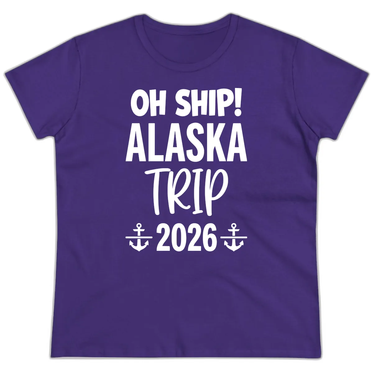 Oh Ship Alaska Trip 2026 Ladies Tee in Purple