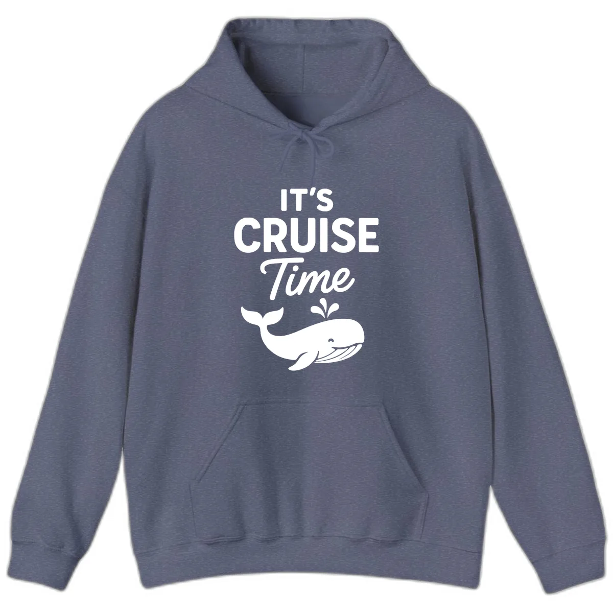 It's Cruise Time Whale Hoodie in Heather Navy
