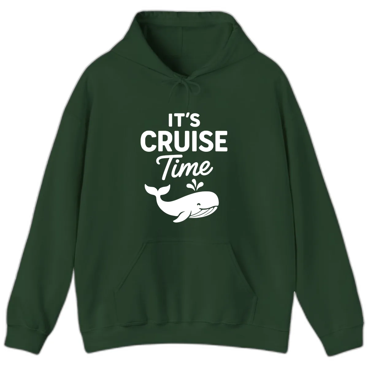 It's Cruise Time Whale Hoodie in Forest Green