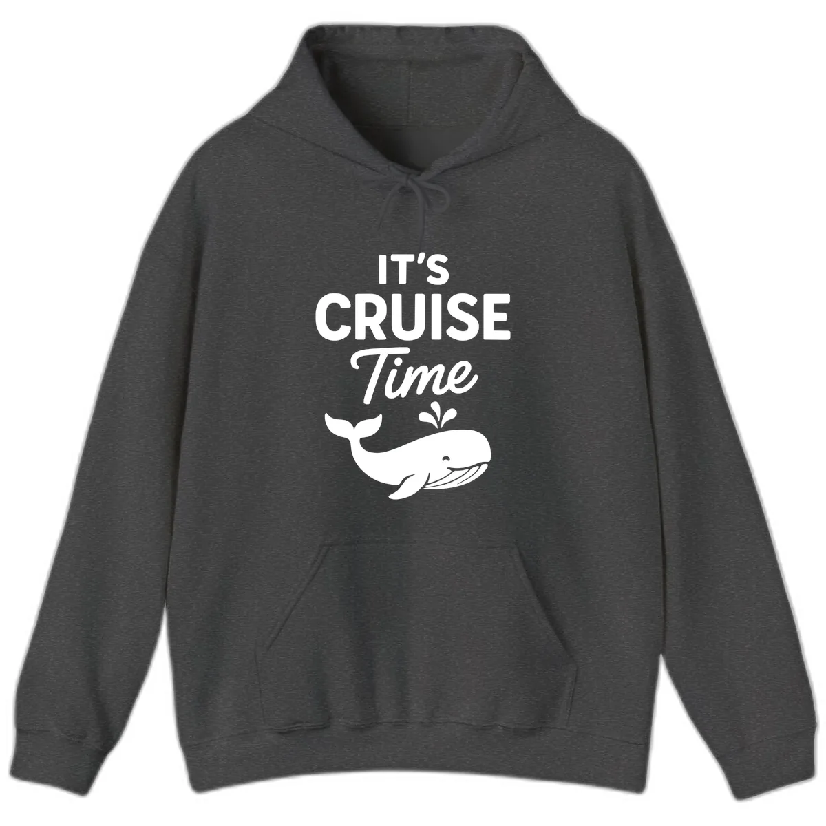 It's Cruise Time Whale Hoodie in Dark Heather