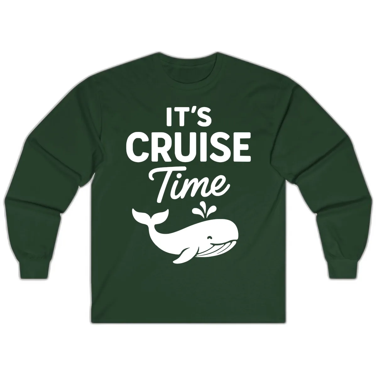 It's Cruise Time Whale Long Sleeve in Forest Green