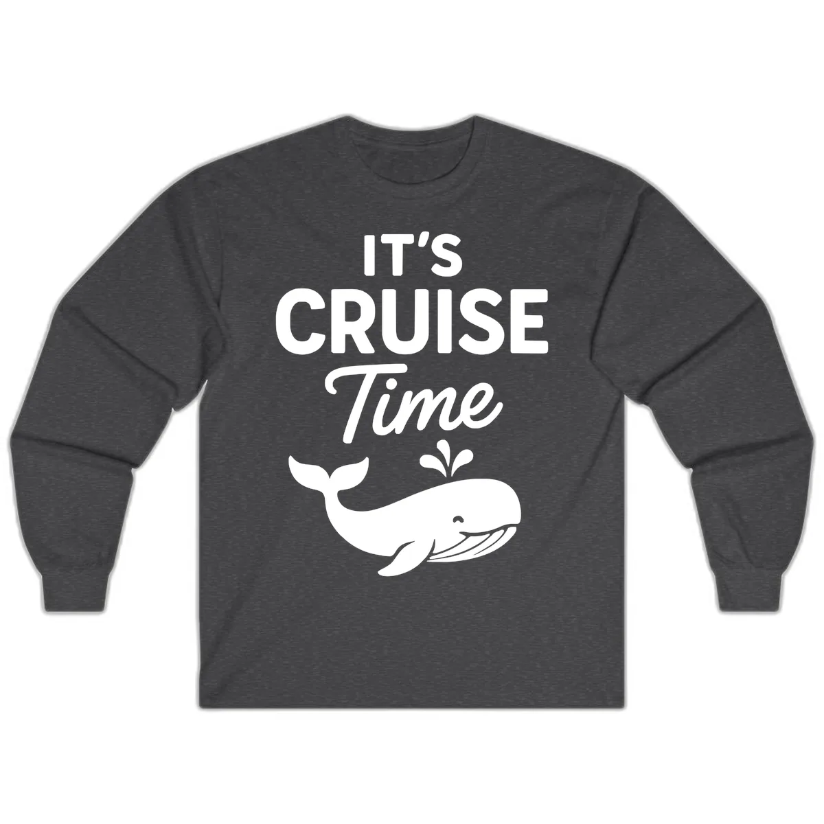 It's Cruise Time Whale Long Sleeve in Dark Heather