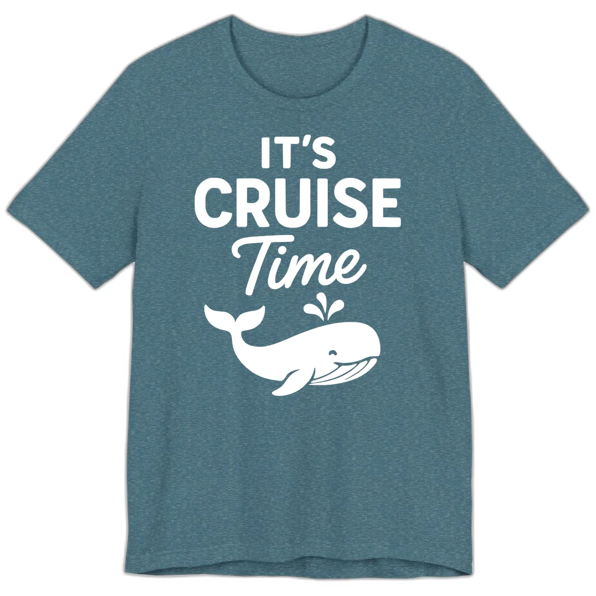 It's Cruise Time Whale Premium T-Shirt in Heather Deep Teal