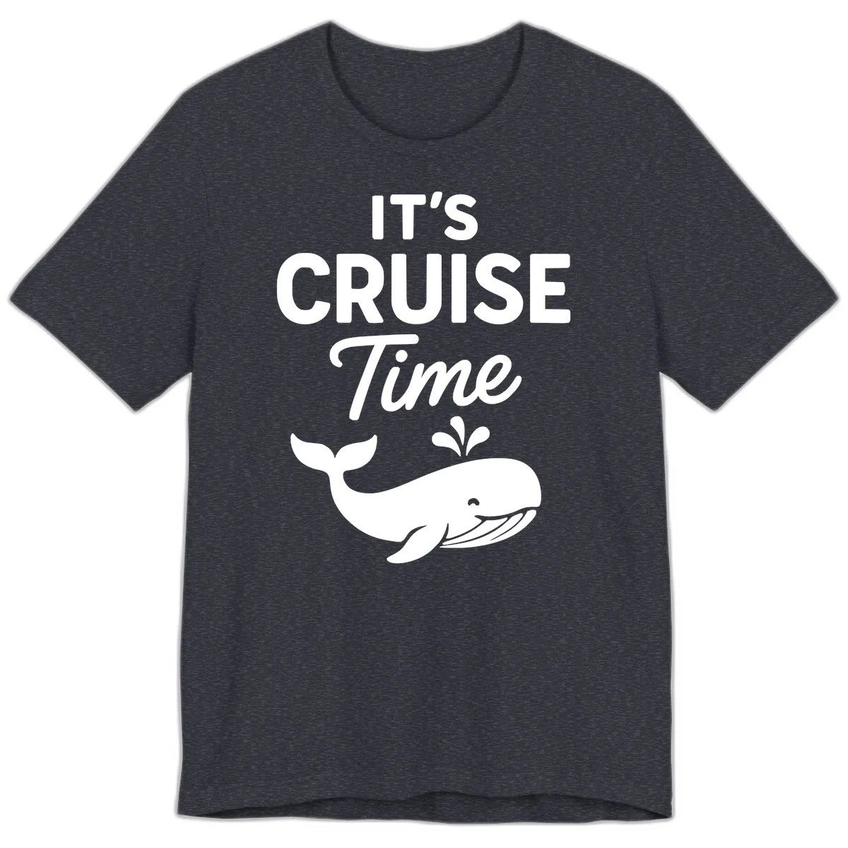 It's Cruise Time Whale Premium T-Shirt in Heather Navy