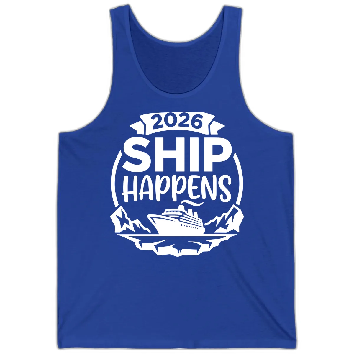 2026 Ship Happens Cruise Badge Tank in True Royal