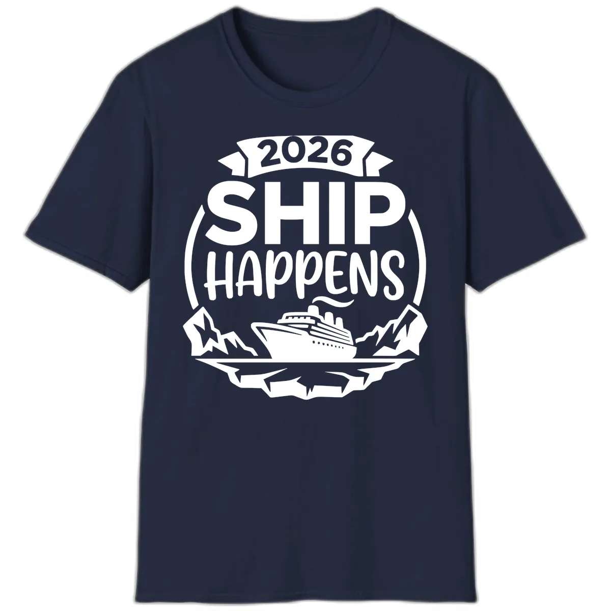 2026 Ship Happens Cruise Badge T-Shirt in Navy