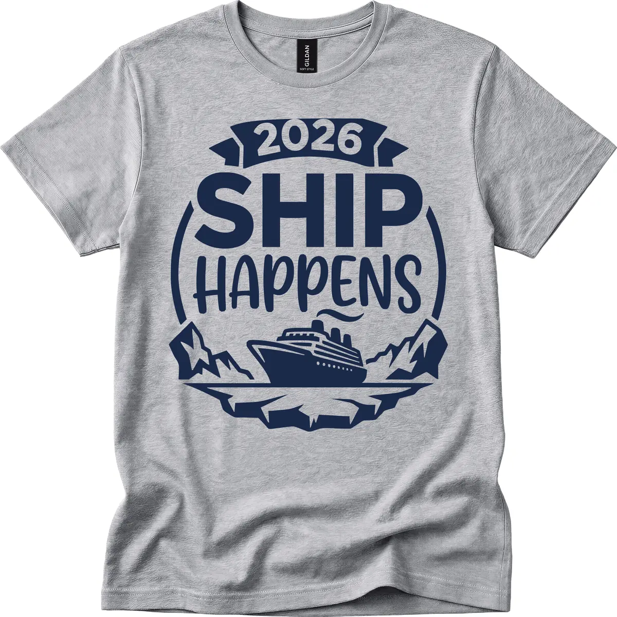 2026 Ship Happens Cruise Badge T-Shirt in Sport Grey