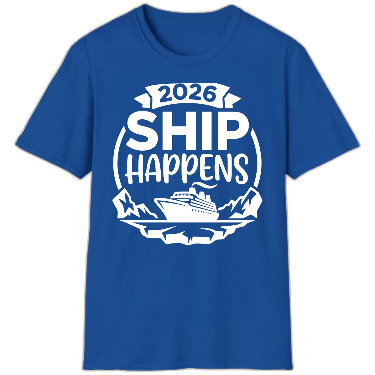 2026 Ship Happens Cruise Badge T-Shirt in Royal
