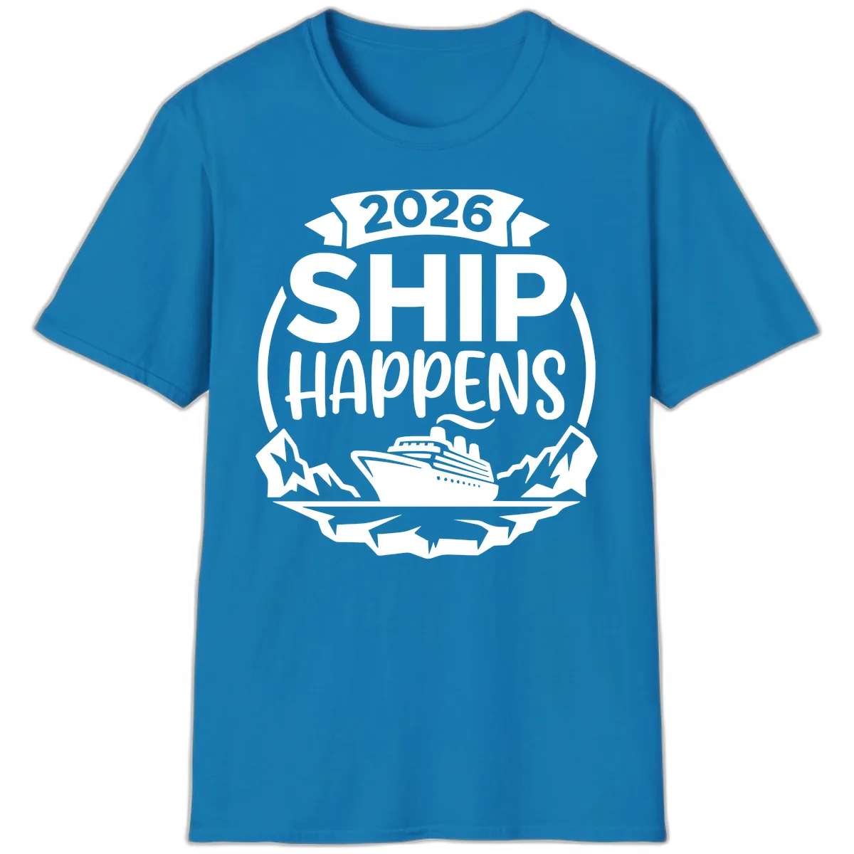 2026 Ship Happens Cruise Badge T-Shirt in Sapphire
