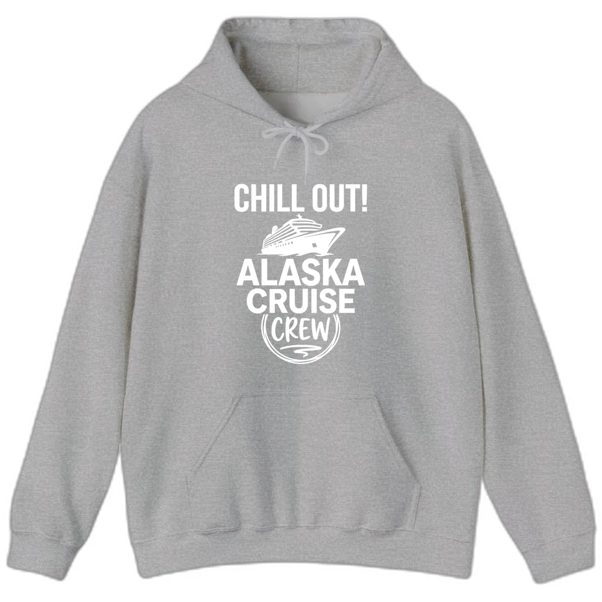 Chill Out Alaska Cruise Crew Hoodie in Sport Grey
