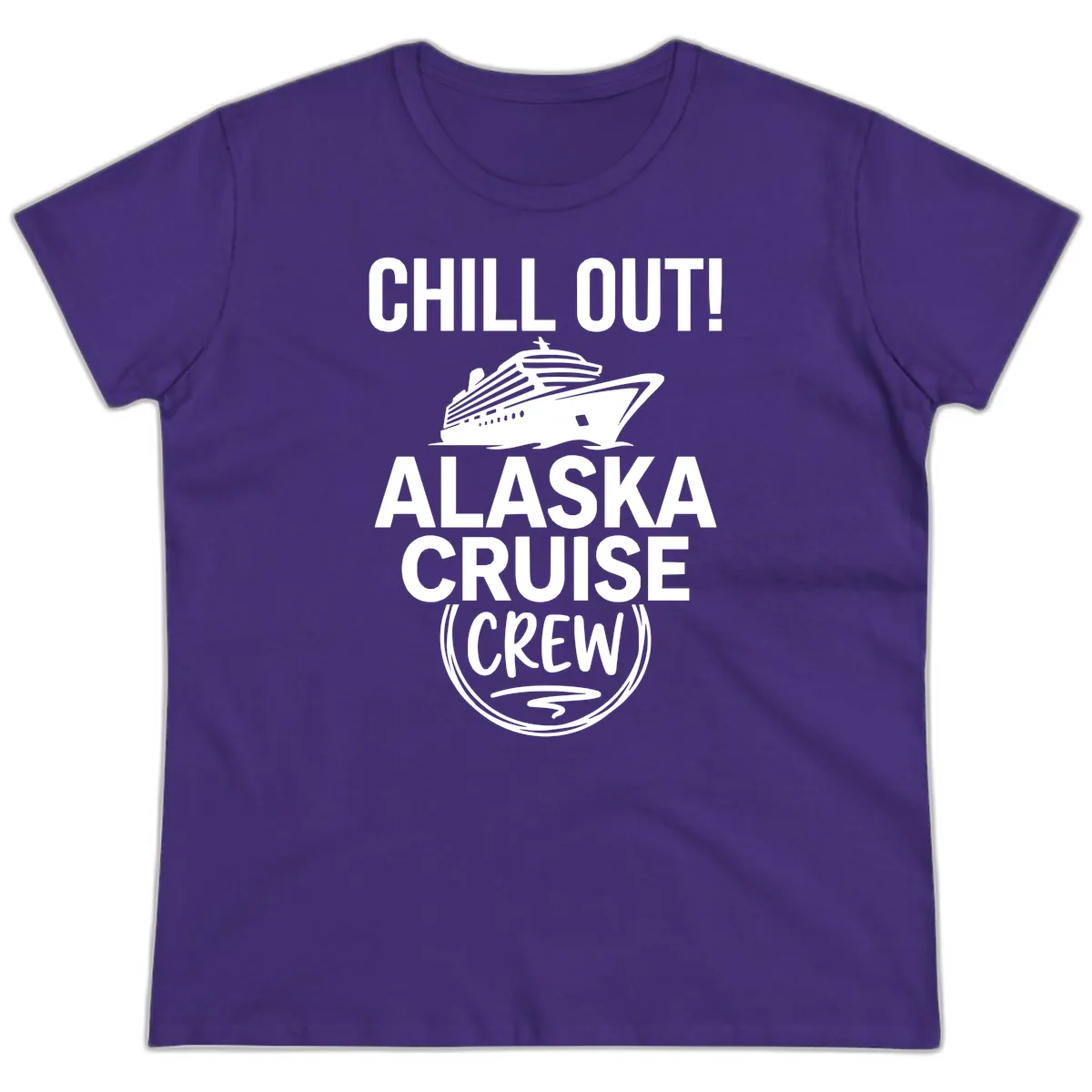 Chill Out Alaska Cruise Crew Ladies Tee in Purple