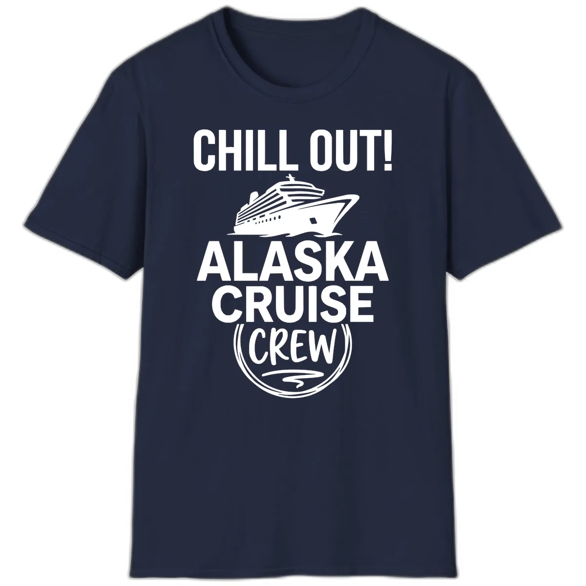 Chill Out Alaska Cruise Crew T-Shirt in Navy