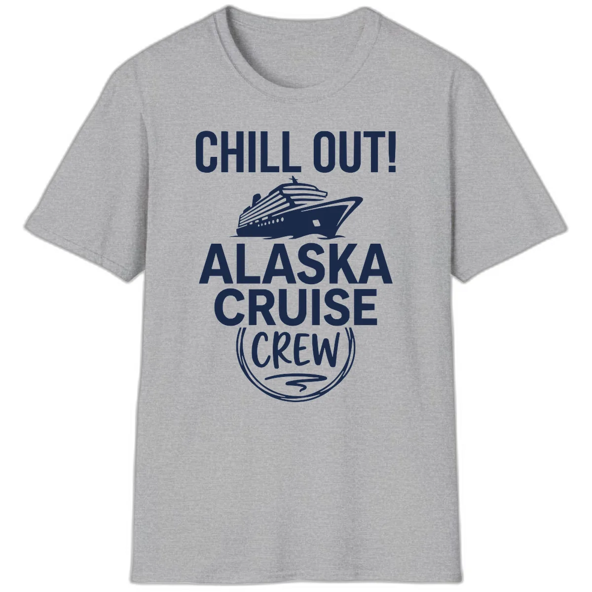 Chill Out Alaska Cruise Crew T-Shirt in Sport Grey