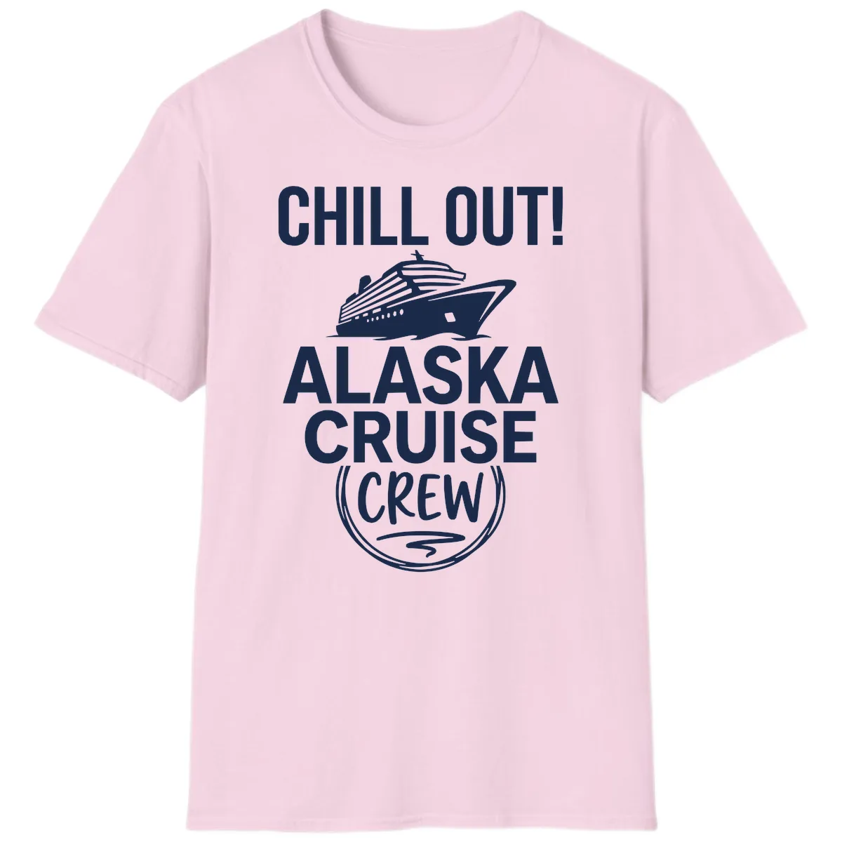 Chill Out Alaska Cruise Crew T-Shirt in Light Pink
