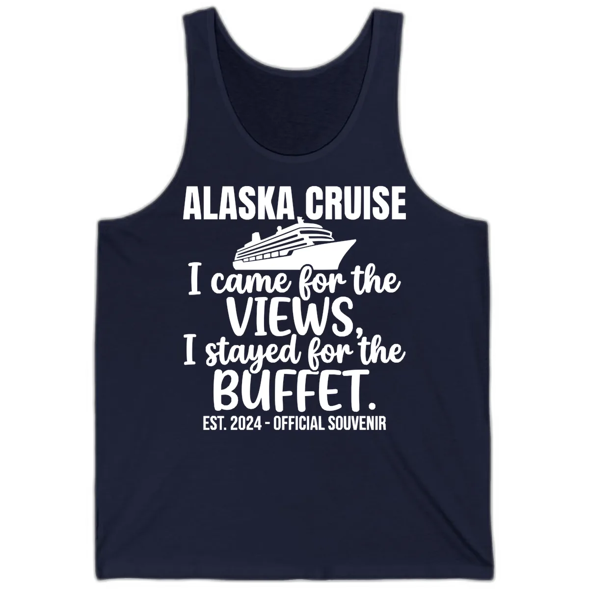 Came For The Views, Stayed For The Buffet Tank in Navy