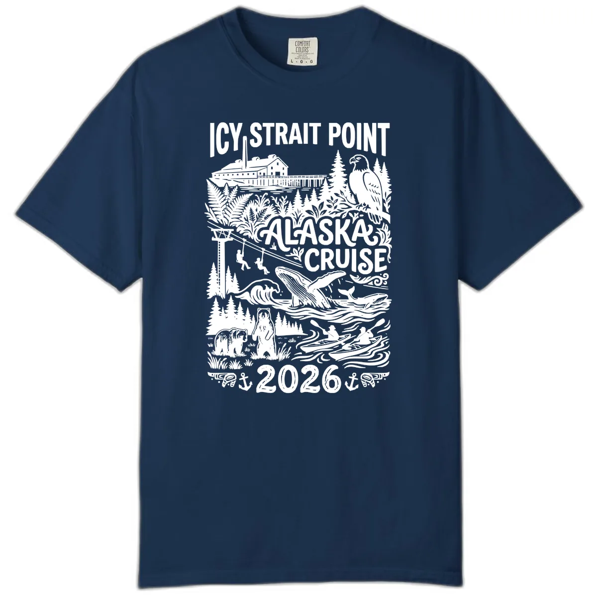 Icy Strait Point Alaska Cruise 2026 Comfort Color in Navy