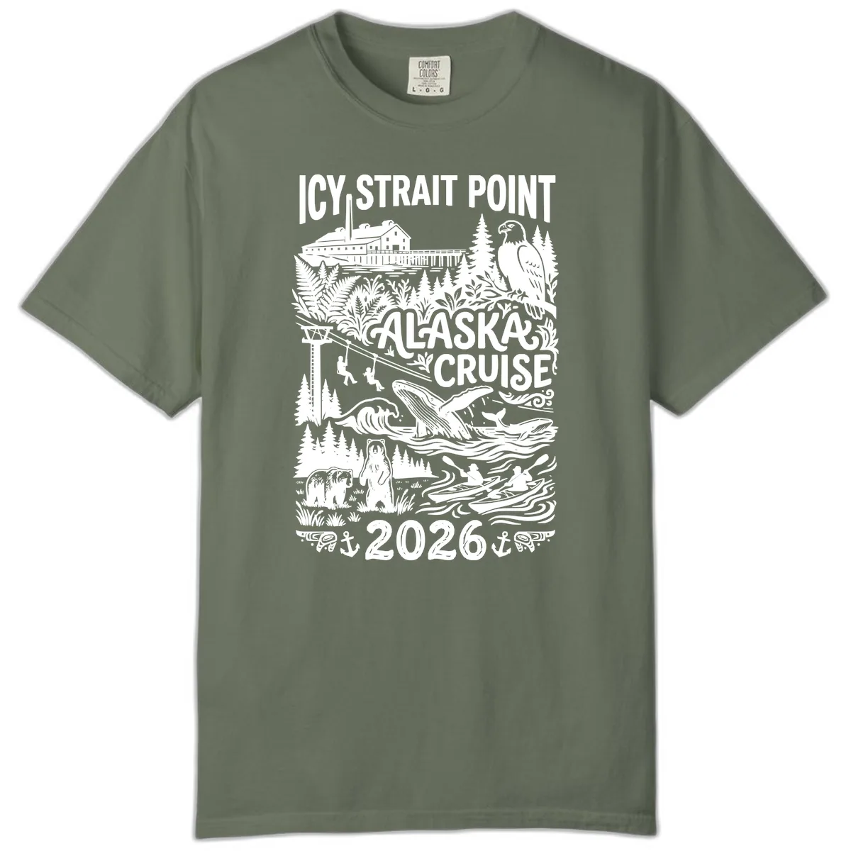 Icy Strait Point Alaska Cruise 2026 Comfort Color in Moss