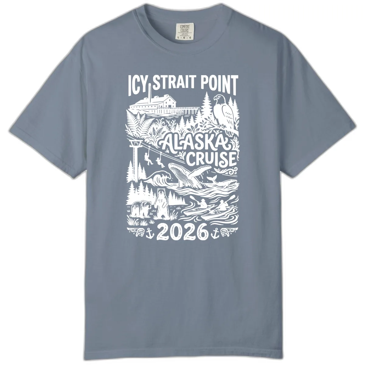 Icy Strait Point Alaska Cruise 2026 Comfort Color in Blue Jean