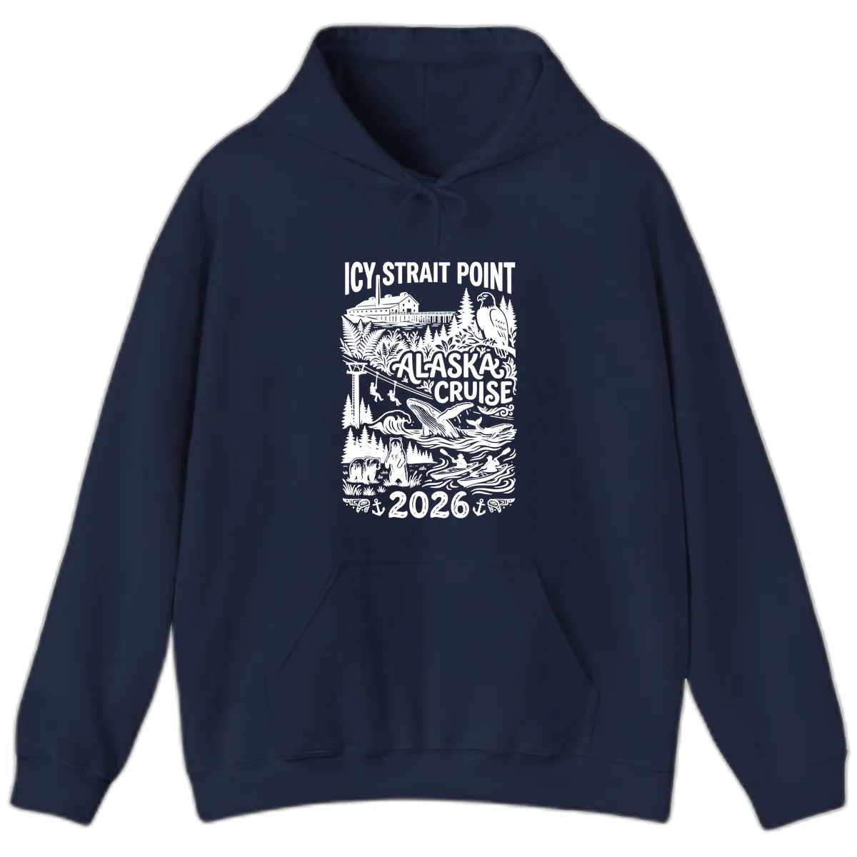 Icy Strait Point Alaska Cruise 2026 Hoodie in Navy
