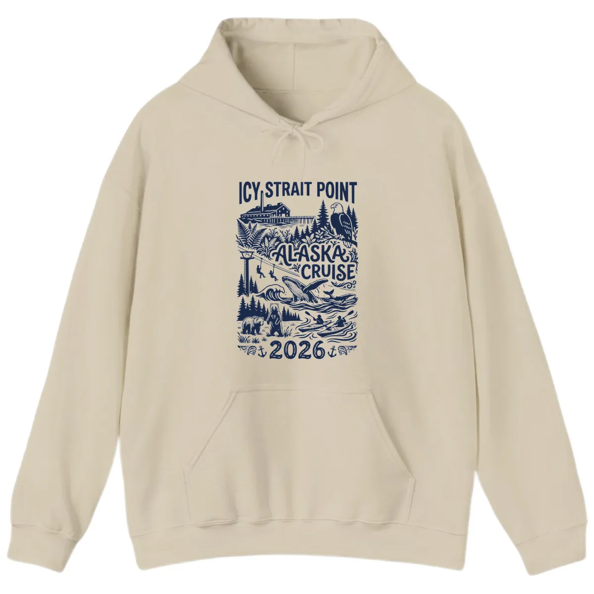 Icy Strait Point Alaska Cruise 2026 Hoodie in Sand