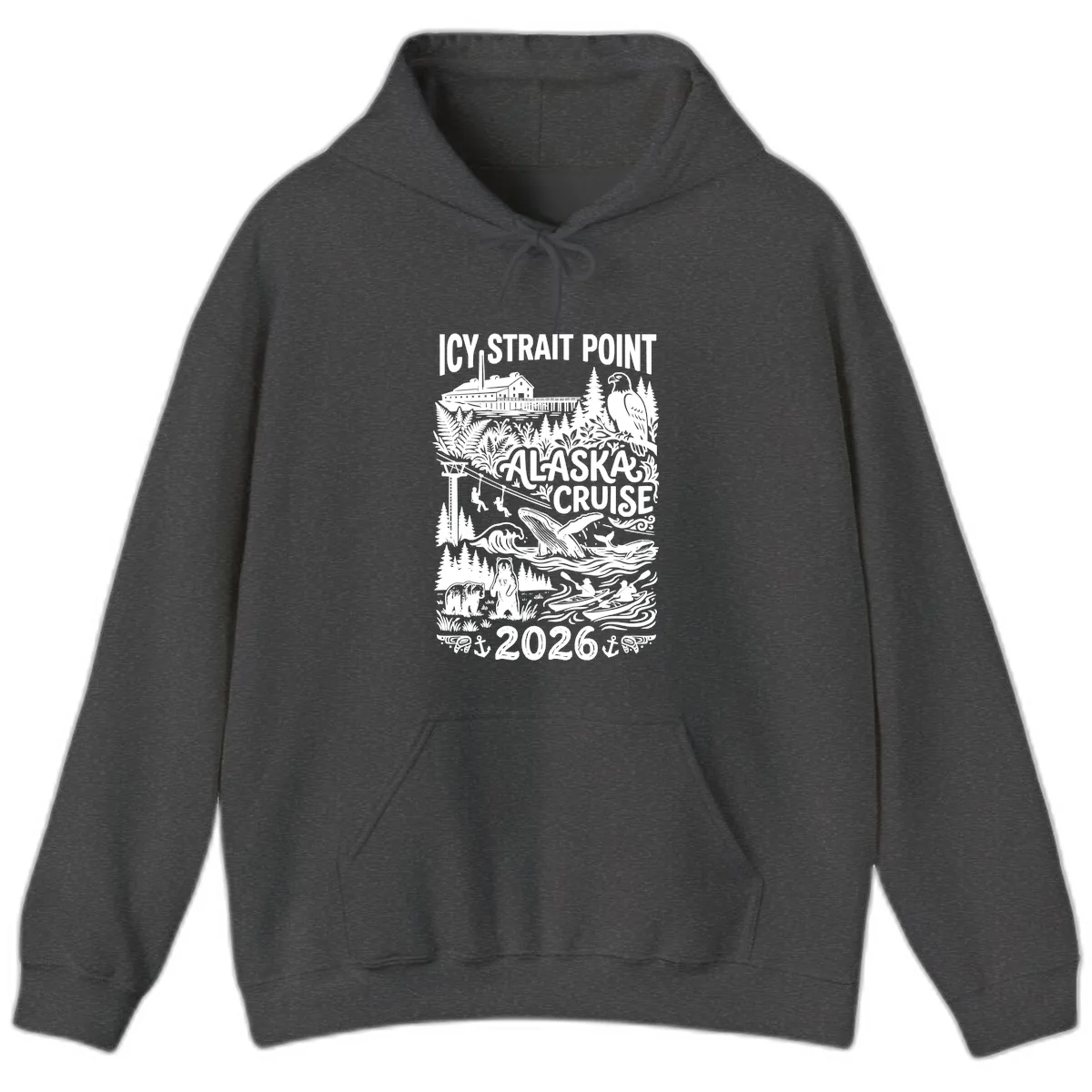 Icy Strait Point Alaska Cruise 2026 Hoodie in Dark Heather