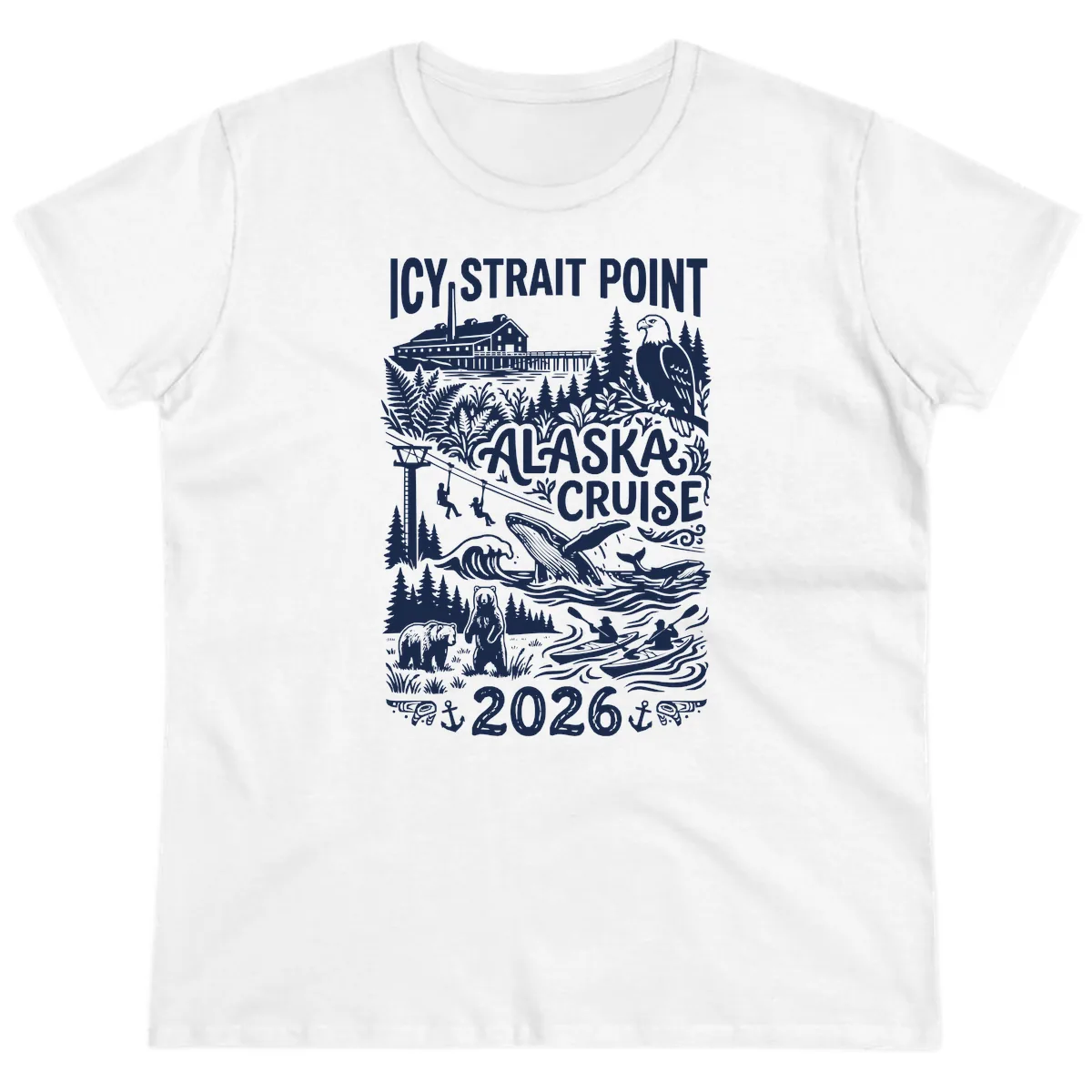Icy Strait Point Alaska Cruise 2026 Ladies Tee in White