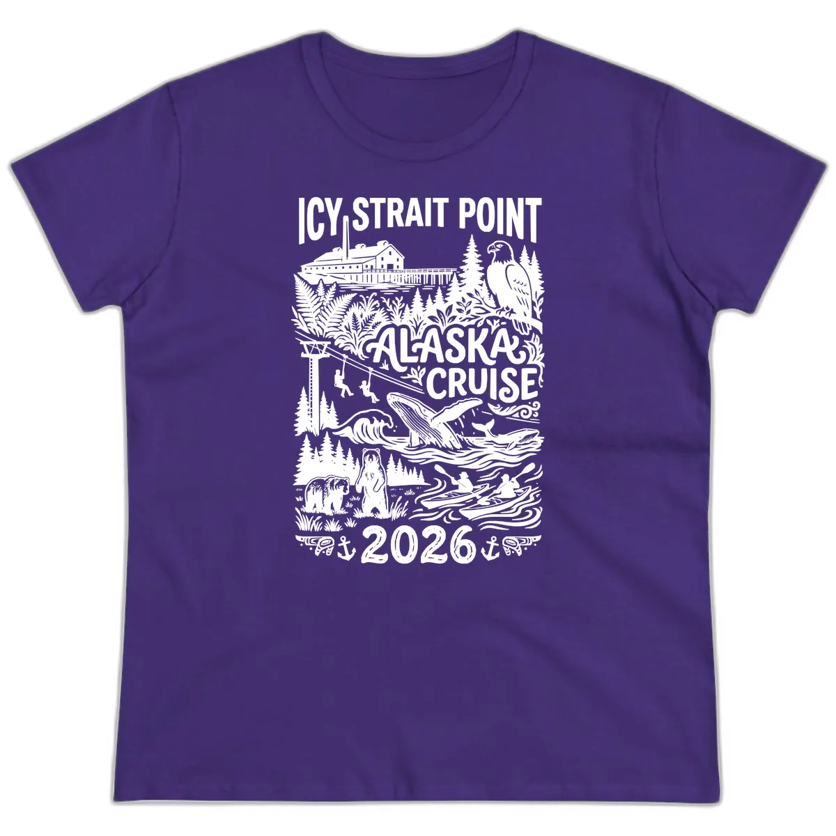 Icy Strait Point Alaska Cruise 2026 Ladies Tee in Purple