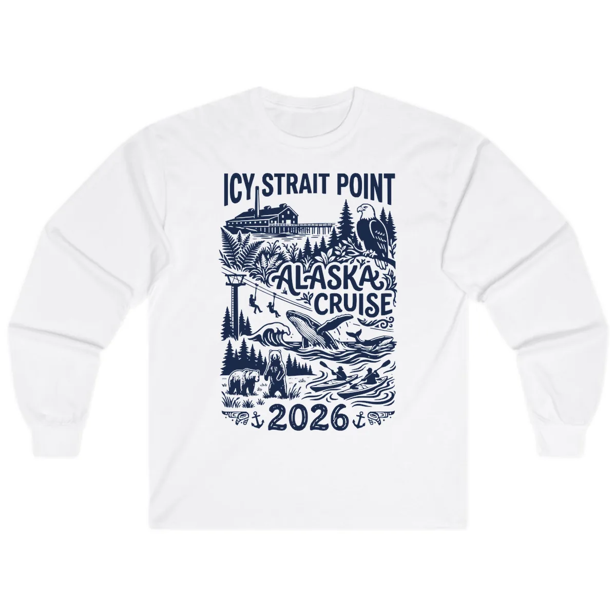 Icy Strait Point Alaska Cruise 2026 Long Sleeve in White