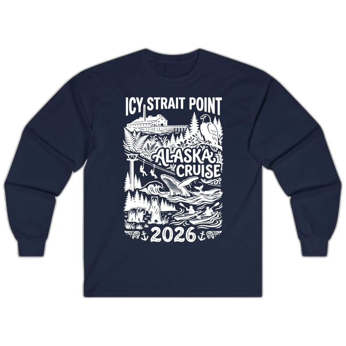 Icy Strait Point Alaska Cruise 2026 Long Sleeve in Navy