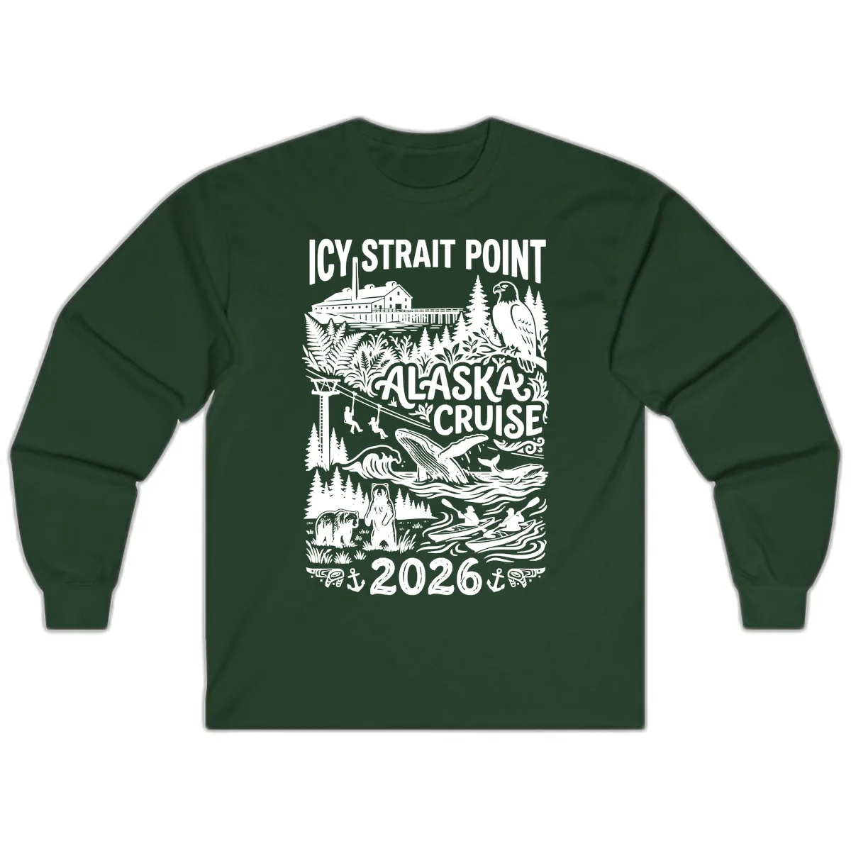 Icy Strait Point Alaska Cruise 2026 Long Sleeve in Forest Green