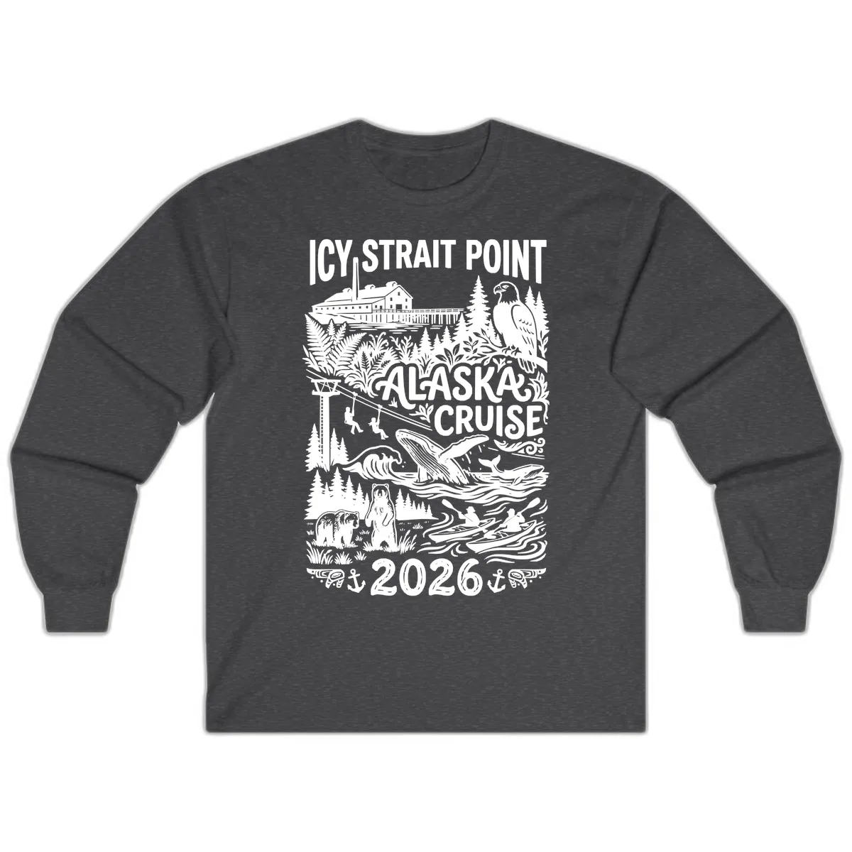 Icy Strait Point Alaska Cruise 2026 Long Sleeve in Dark Heather
