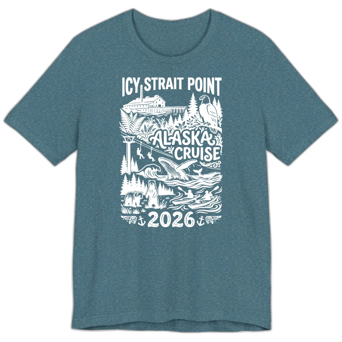 Icy Strait Point Alaska Cruise 2026 Premium T-Shirt in Heather Deep Teal