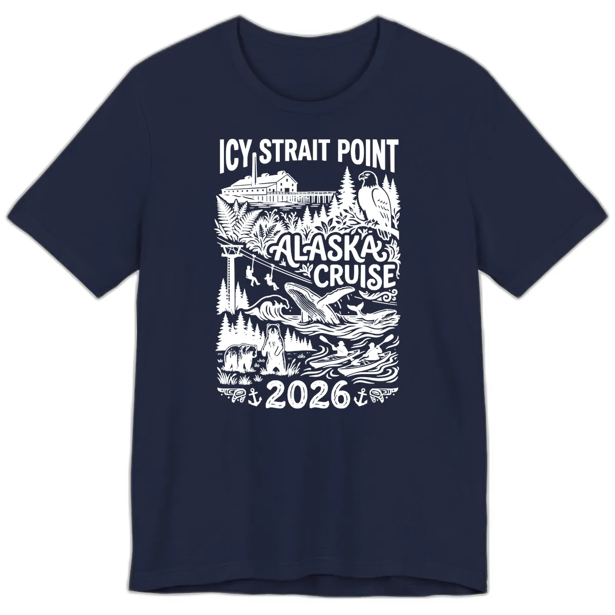 Icy Strait Point Alaska Cruise 2026 Premium T-Shirt in Navy