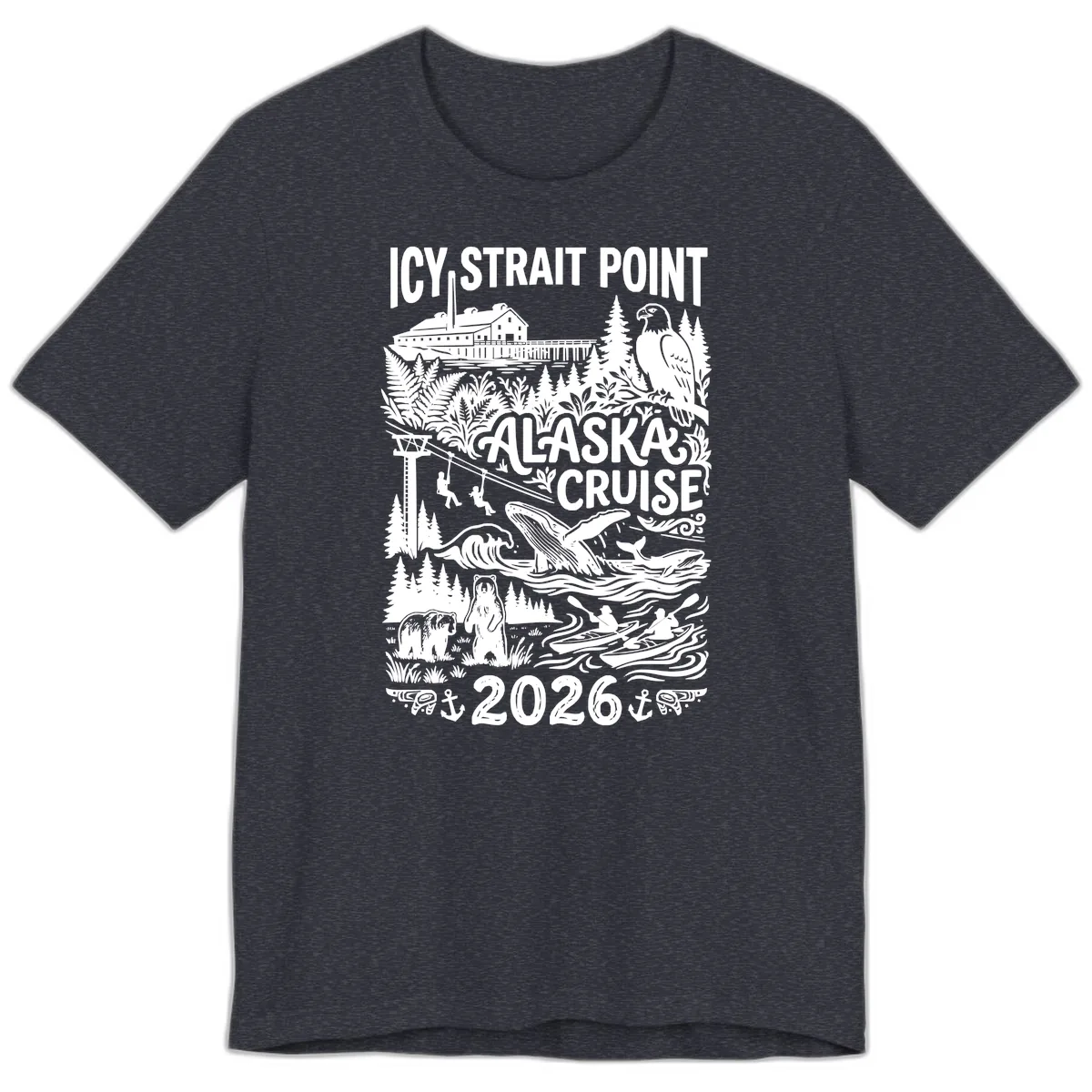 Icy Strait Point Alaska Cruise 2026 Premium T-Shirt in Heather Navy