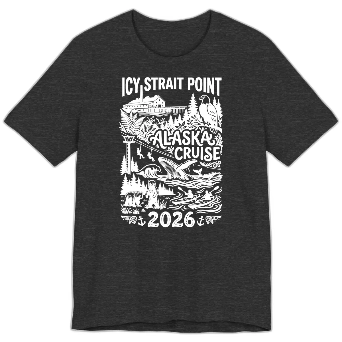 Icy Strait Point Alaska Cruise 2026 Premium T-Shirt in Dark Grey Heather