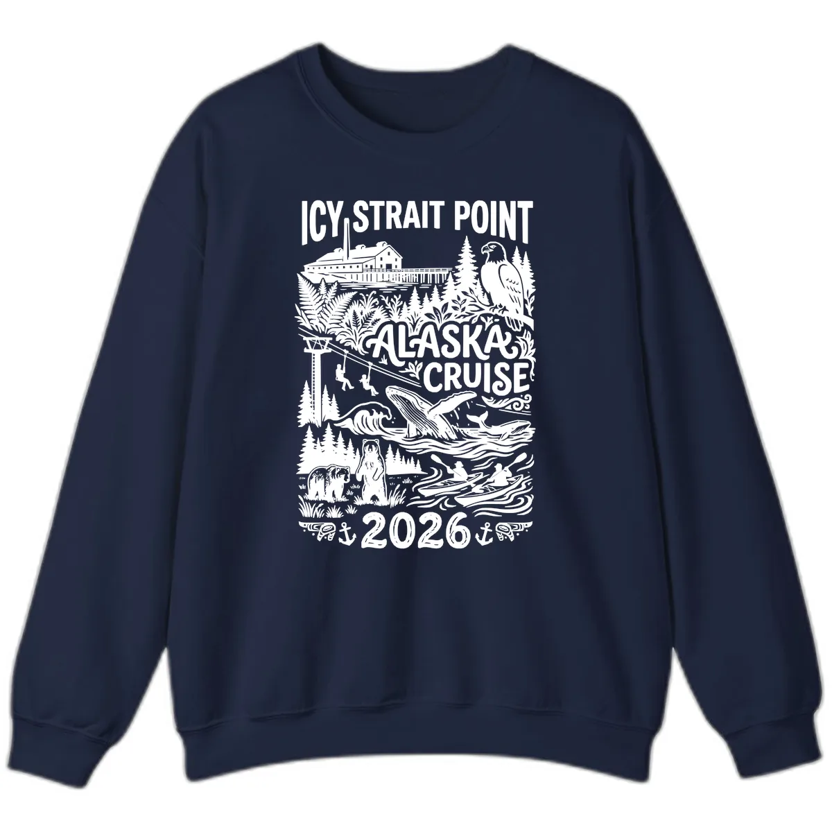 Icy Strait Point Alaska Cruise 2026 Sweatshirt in Navy