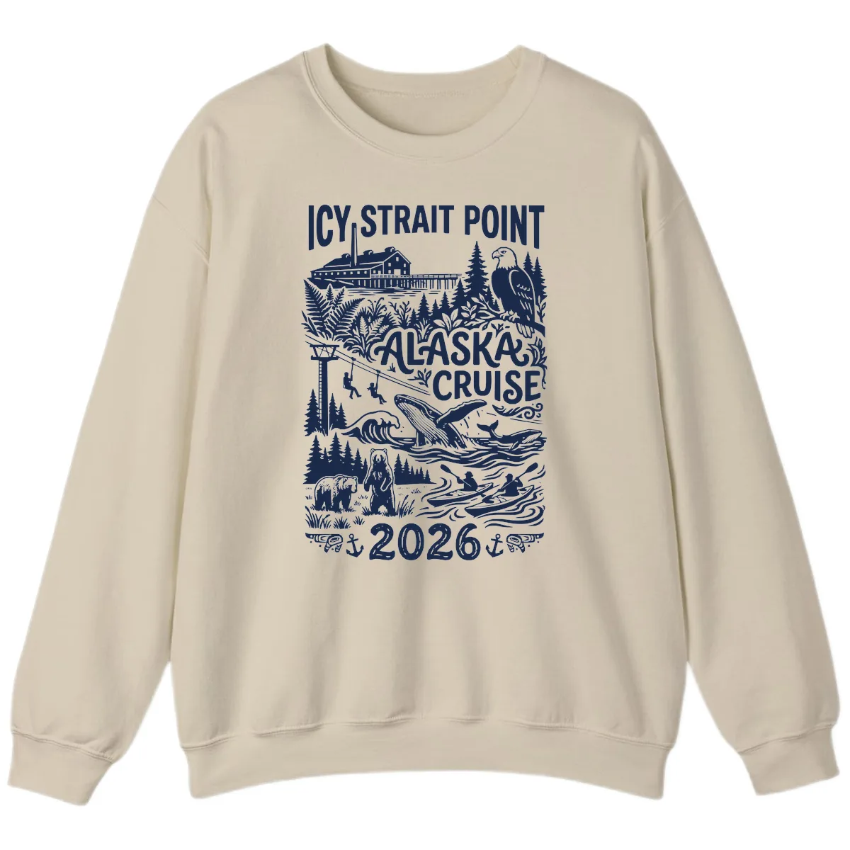 Icy Strait Point Alaska Cruise 2026 Sweatshirt in Sand