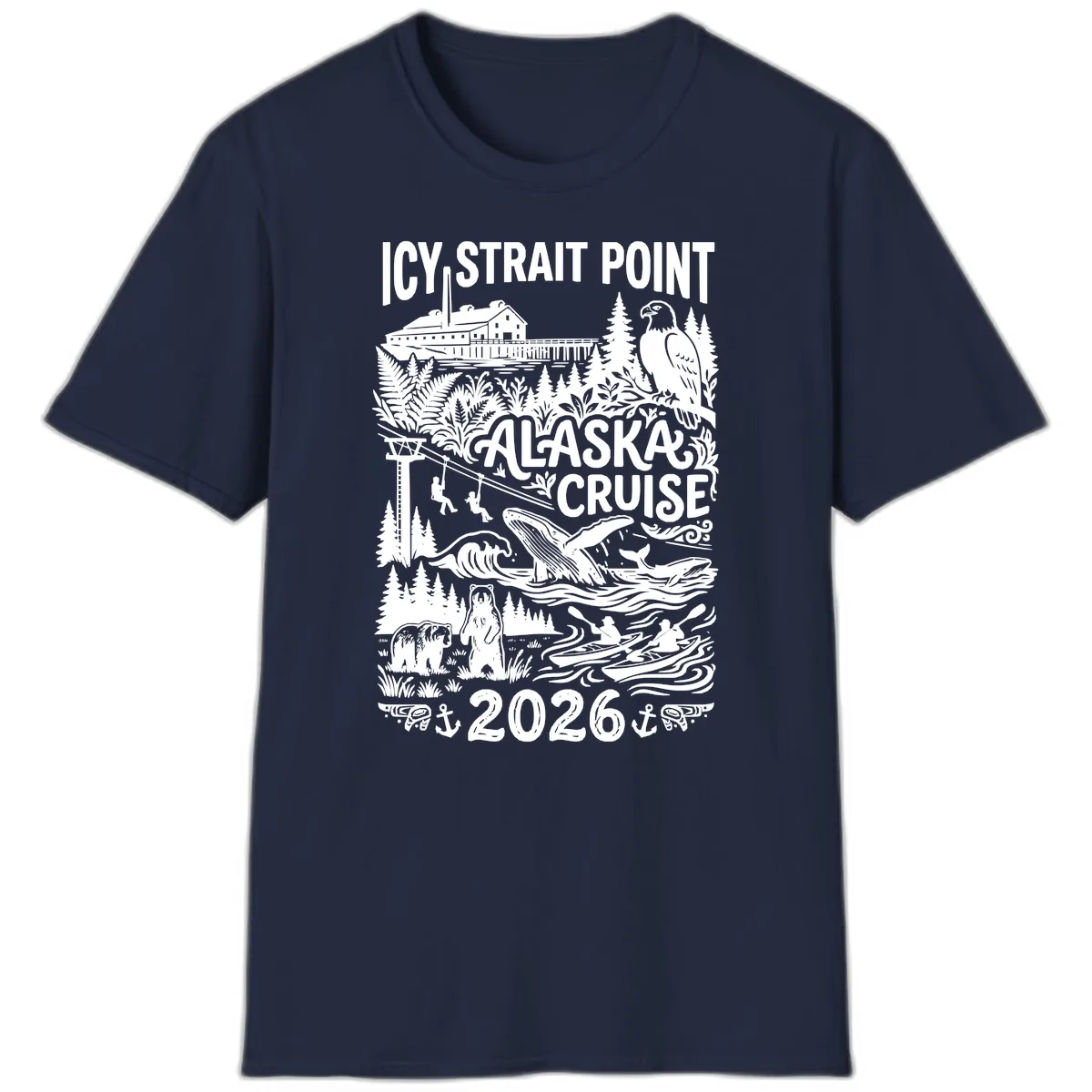 Icy Strait Point Alaska Cruise 2026 T-Shirt in Navy